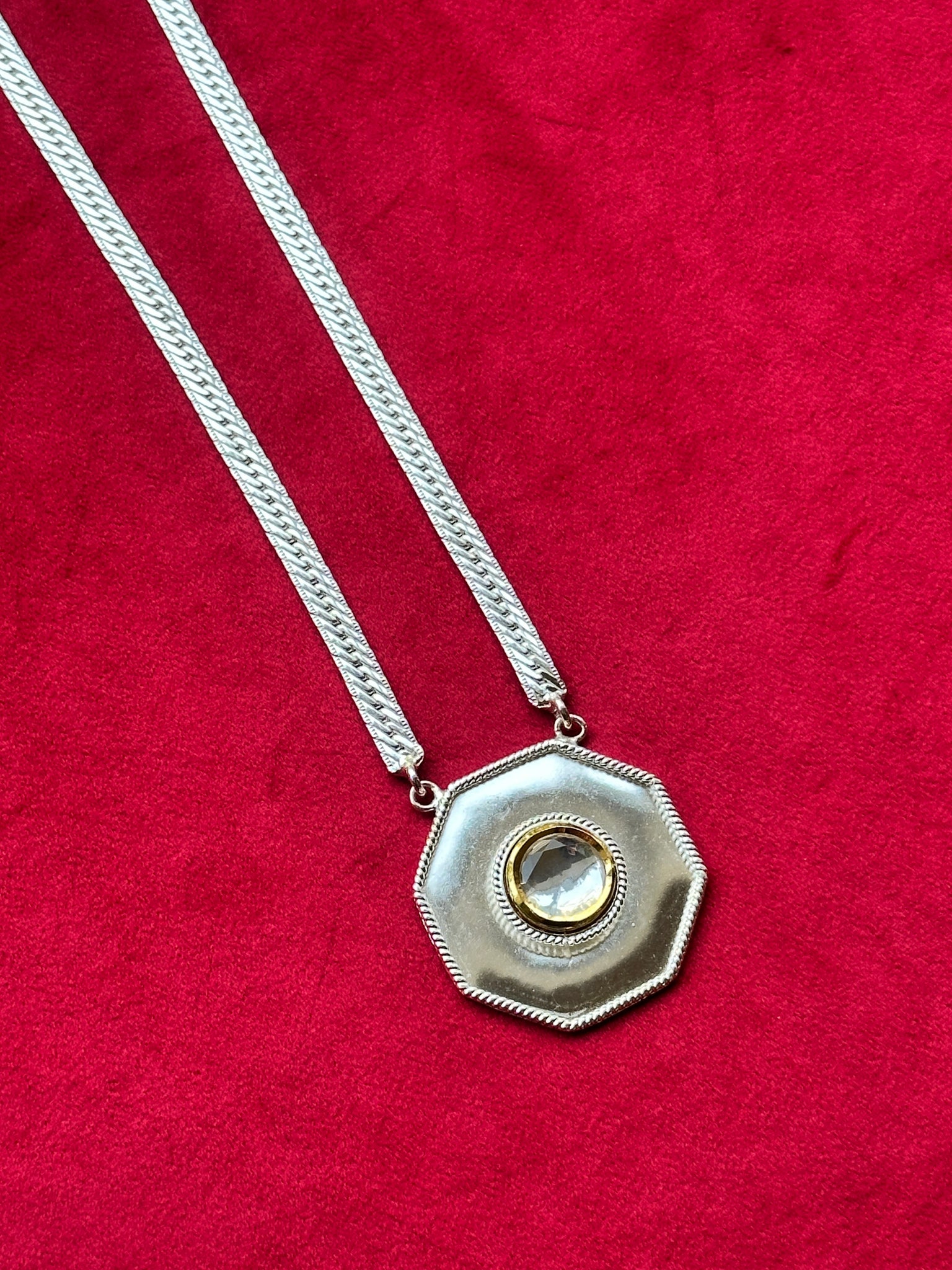 Polki Hexagon Pendant Necklace