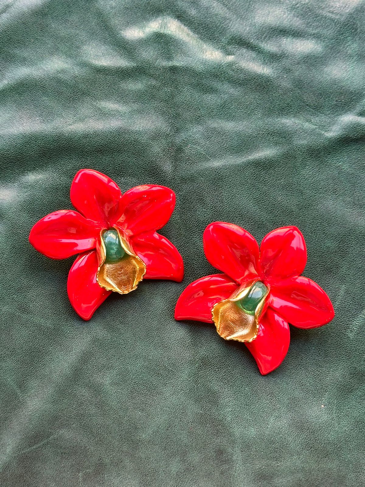 Glossy Finish Red Orchids