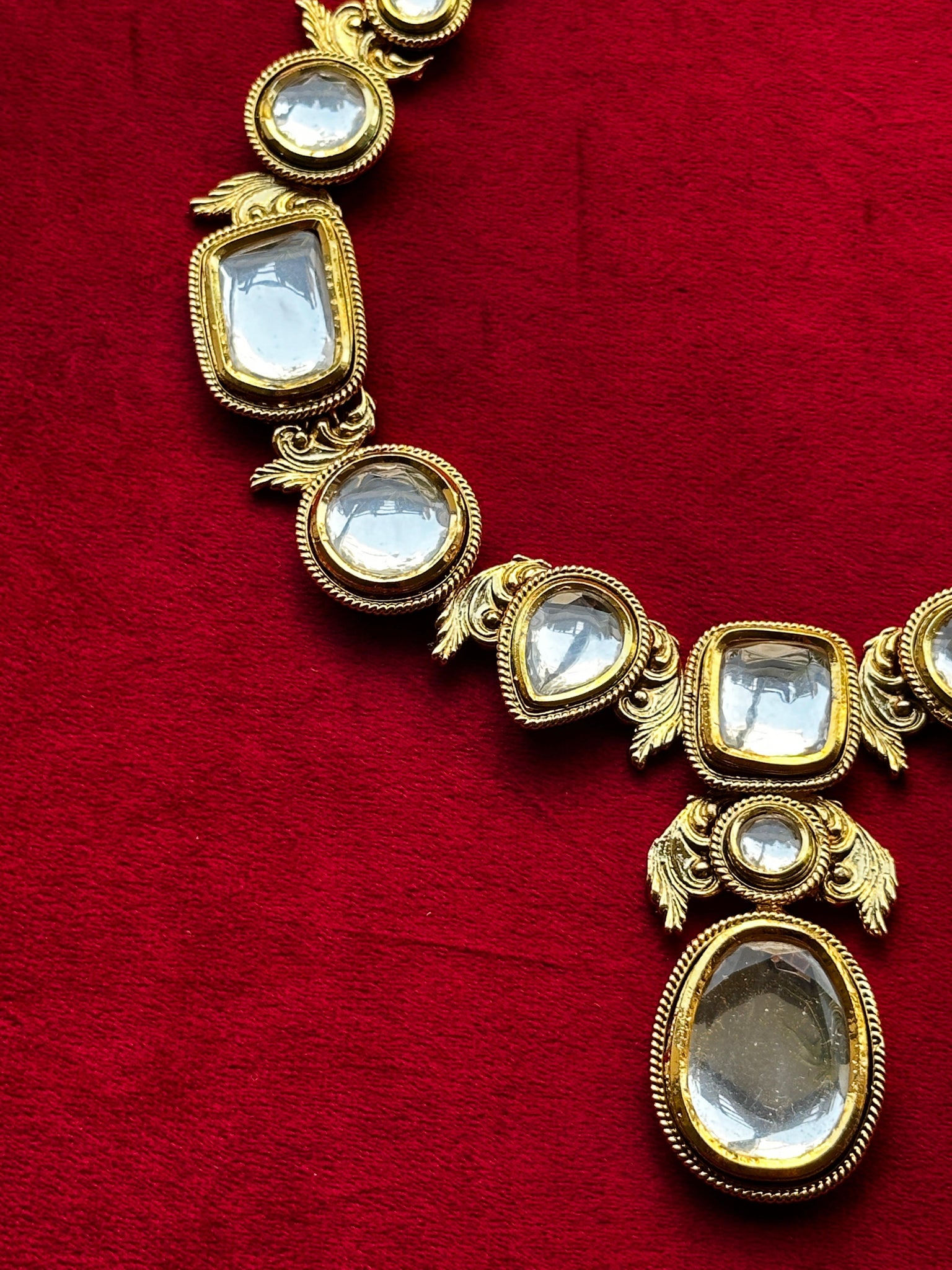 Gold & Silver Polki Rococo Necklace