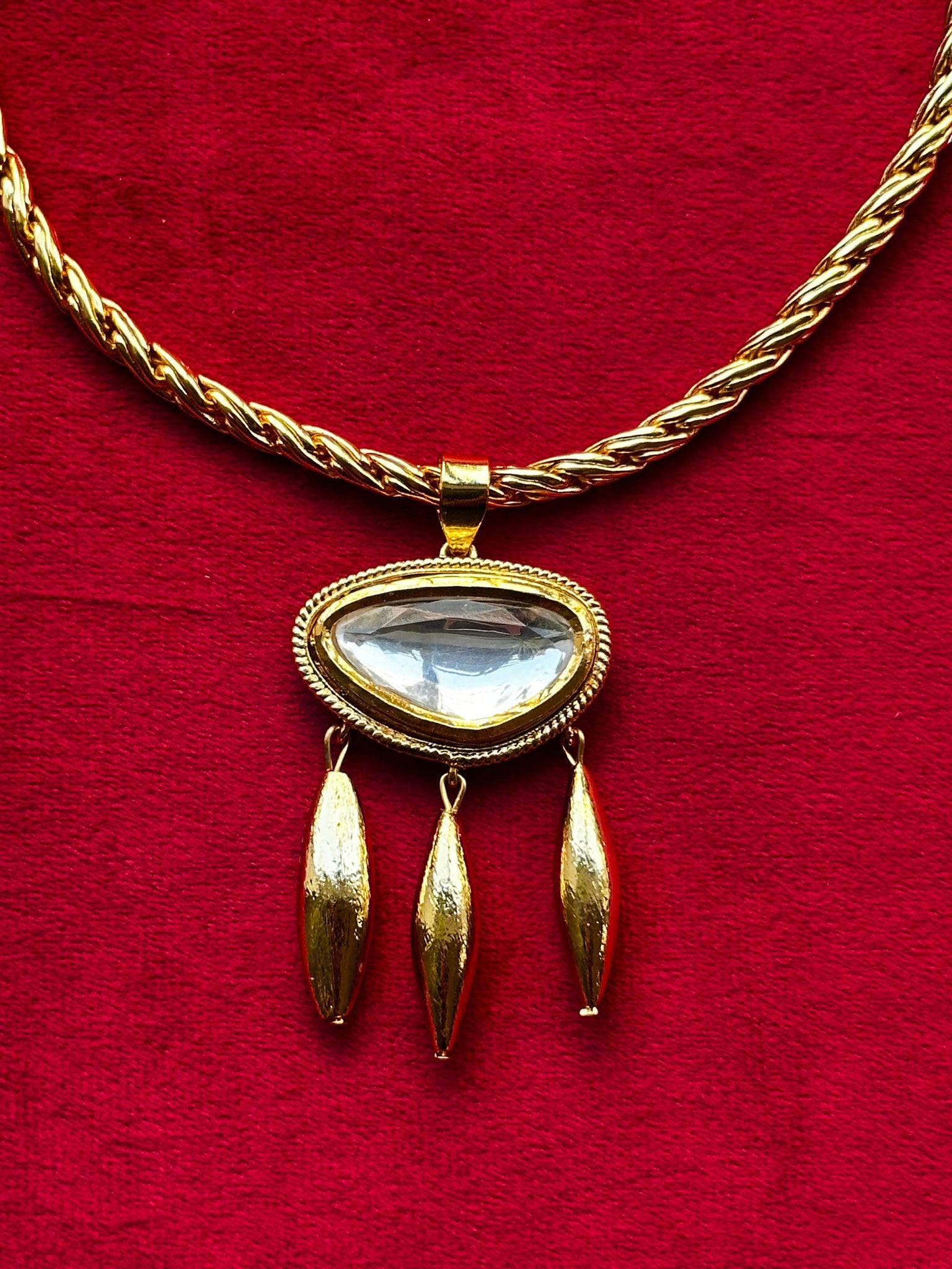 Polki Gold Tridrop Necklace