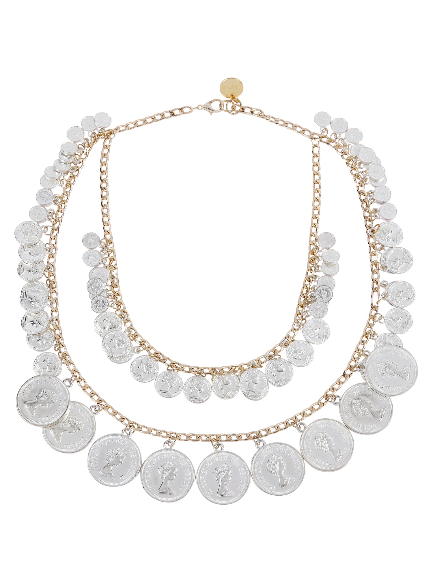 Dual Layer Coin Necklace (Silver)