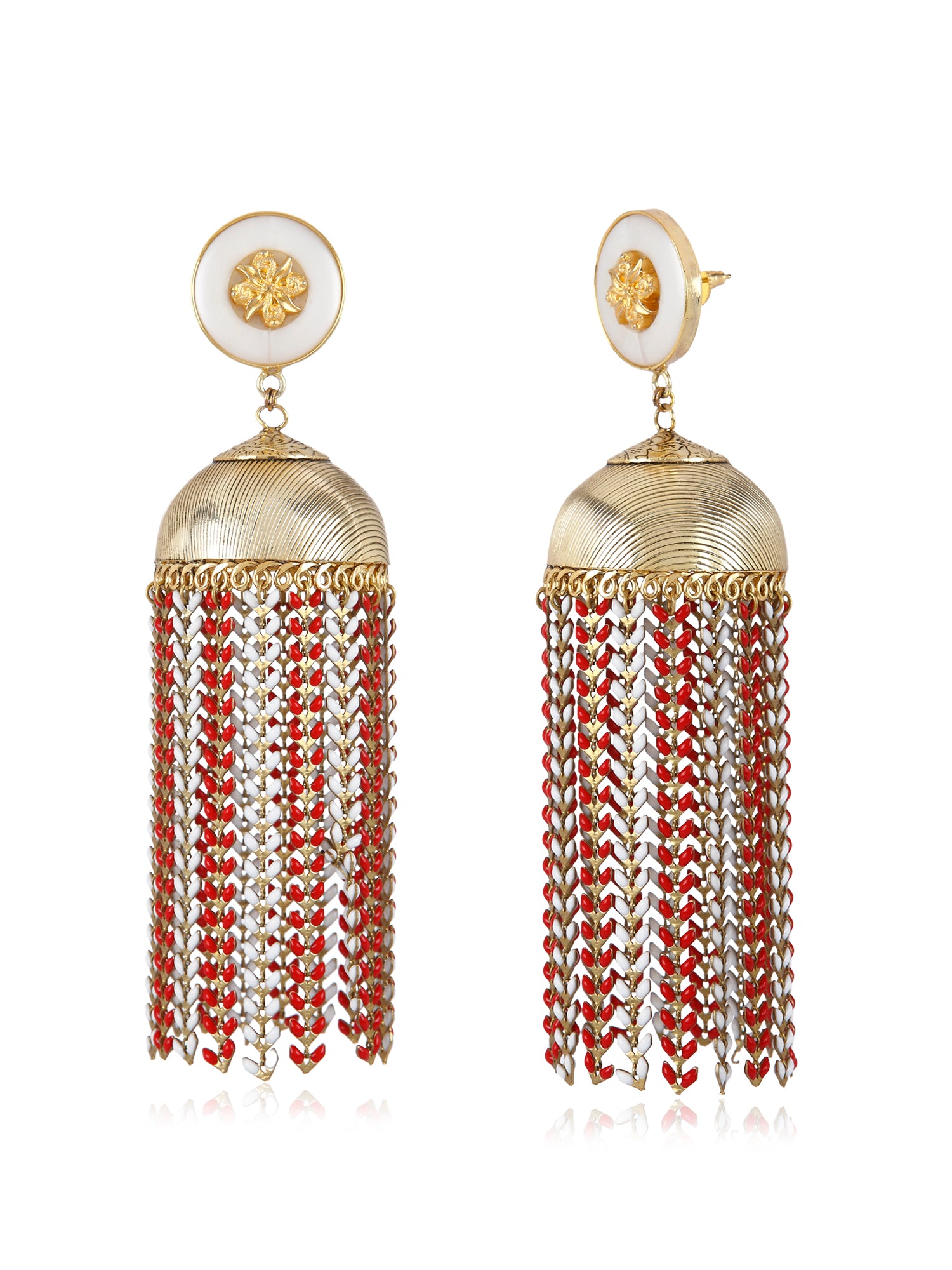 Red & White Jhumkas